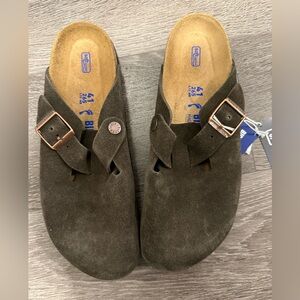 Birkenstock Dark Brown Suede Buckle Sandals